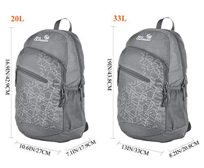 Outlander Packable Handy Lightweight Travel Hiking Backpack Daypack-Grey-L - color: Grey, size: 33L