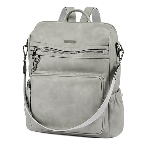 CLUCI Backpack Purse for Women Large Womens Leather Travel Fashion Backpack Purse Designer Ladies Shoulder Bags with Tassel - color: Grey-01