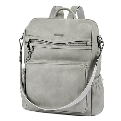 CLUCI Backpack Purse for Women Large Womens Leather Travel Fashion Backpack Purse Designer Ladies Shoulder Bags with Tassel - color: Grey-01