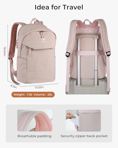 Travel Backpack for Women, Water Resistant 15.6 Inch Laptop Backpack, Lightweight School Bag, Casual Daypack for Commute, College, Travel & Daily Use (Pink) - color: Pink