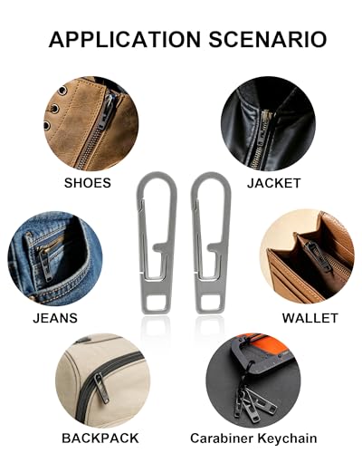VIPERADE VAT1 Heavy Duty Titanium Zipper Pulls Replacement, Universal Zipper Pull Tab Repair Kit for Jackets, Coats, Suitcases, Luggage, Backpacks, Handbags and EDC Pouches (2 Polished, 0.98" × 0.2") - color: 2 Polished, size: 0.98" × 0.2"