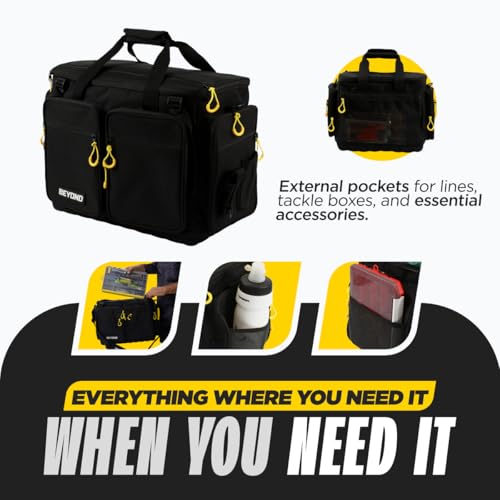 Beyond Fishing Hauler Tackle Bags - Water Resistant With Hard Molded Bottom - Perfect for Fresh Water & Salt Water Fishing Tackle Storage - Holds Tackle Boxes and Fishing Gear - size: b - Large