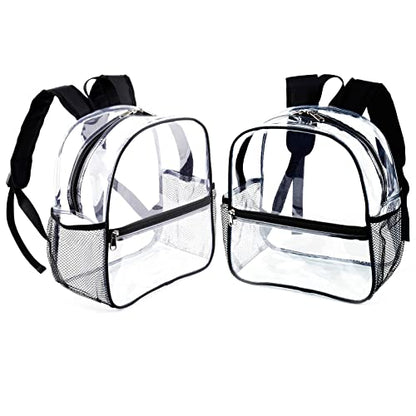 Fomaris Bulk 2 Pack Clear Backpack12x6x12 Stadium Approved Clear Bg Wholesale for Stadium Events Sports Festivals Concerts Gams- 2 Count, Black - color: Black 2 Pack