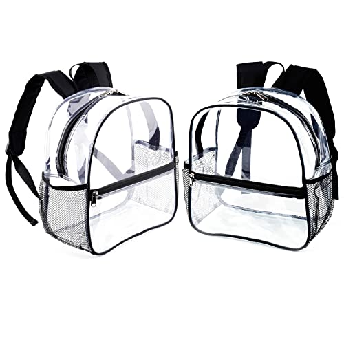 Fomaris Bulk 2 Pack Clear Backpack12x6x12 Stadium Approved Clear Bg Wholesale for Stadium Events Sports Festivals Concerts Gams- 2 Count, Black - color: Black 2 Pack