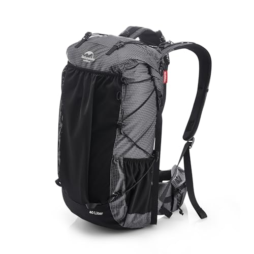 Naturehike 45L Rock Internal Frame Hiking Backpack for Outdoor Camping Travel Backpacking with Rain Cover Ultralight Backpack for Adults - color: 45l/Black