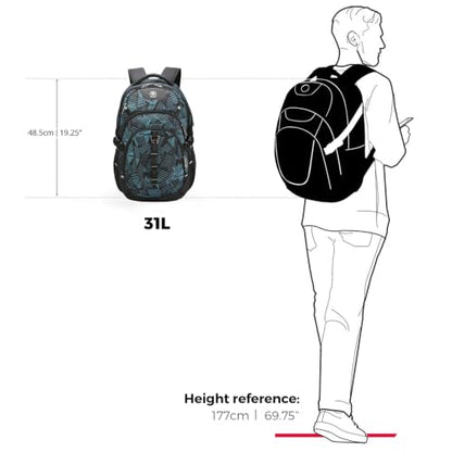 Swissdigital Design Laptop Backpack for Men with USB Charging Port SD803-96 - color: Dark Green