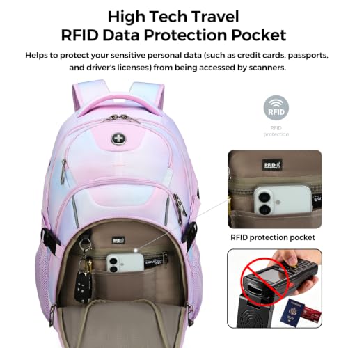 Swissdigital Design Backpack for Men with USB Charging Port SD803-104 - color: Pink Purple