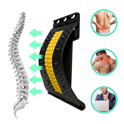 Back Stretcher with Lumbar Support for Back Pain Relief - Dual-Sided 3-Level Adjustable Spinal Decompression lumbar board (Yellow) - color: Yellow