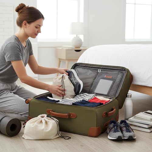 Shoe Bags for Travel Packing - Drawstring Sneaker Travel Bags - Cotton Cloth Shoe Dust Bags for Storage & Luggage - Washable Dust Cover Bags for Boots and Dress Shoes (3 Medium: 19"x15") - size: 3 Medium: 19"x15"