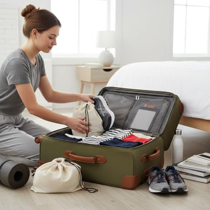 Shoe Bags for Travel Packing - Drawstring Sneaker Travel Bags - Cotton Cloth Shoe Dust Bags for Storage & Luggage - Washable Dust Cover Bags for Boots and Dress Shoes (3 Medium: 19"x15") - size: 3 Medium: 19"x15"