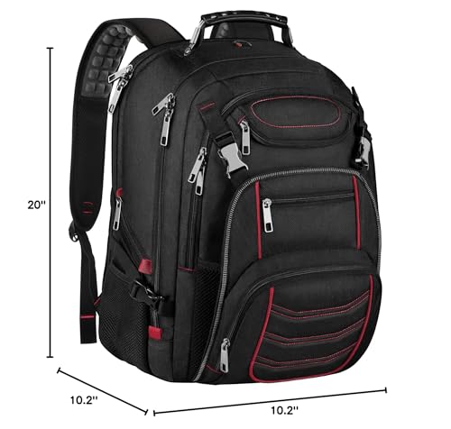 SINVICKO 18.4 Laptop Backpack for Men, Extra Large Gaming Backbag, TSA Friendly Big Capacity Heavy Duty Travel Computer Bag RFID Anti-theft Pocket Backbag,21.2 * 15.5 * 11.5inch Red - color: Rfid 18.4 Inch Red