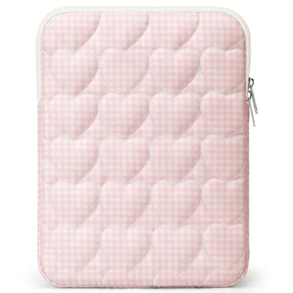 11-12 inch Cotton Quilted Laptop Sleeve for Women, Aesthetic Puffy Laptop Case Carrying Bag Compatible with MacBook Air 11.6“/iPad, Soft Computer Liner Bag (Pink Gingham, 11.6 inch) - color: Pink Gingham, size: 11.6 inch