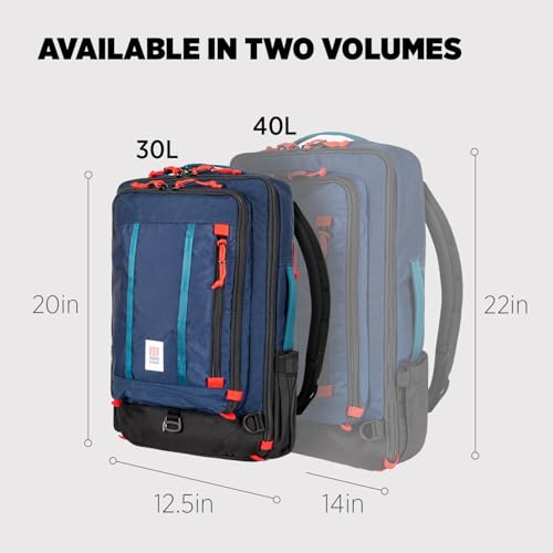 Topo Designs Global Travel Bag – 30L or 40L - Carry-On Compliant Most Airlines, Durable Travel Duffel Bag, Clam Shell Main Pocket, Laptop Sleeve, Backpack, Luggage (30L / Navy) - color: Navy, size: 30L