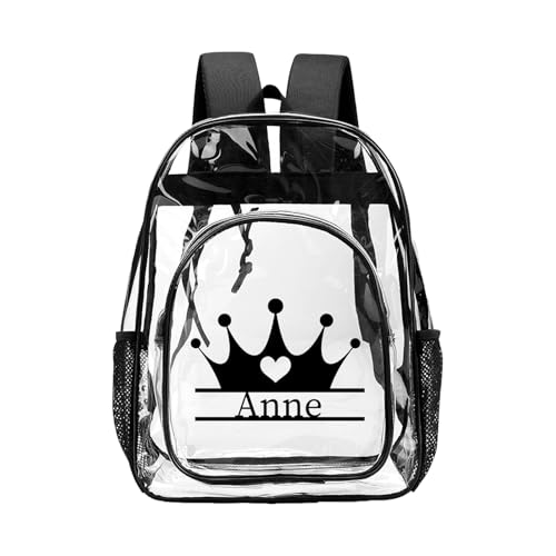 Personalized School Clear Backpack for Girls, Custom PVC Waterproof Clear Backpack for Kids with Name, Perfect for School, Safety and Sporting Events - color: G-clear Backpack