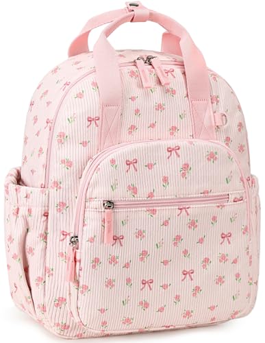 Bluboon Backpack for Girls Kids Cute 15" Preschool Kindergarten Backpacks Girls Bookbags for School Travel (Pink Bow Floral, Ages 4-8) - color: Pink Bow Flower 212 L, size: Age 4-8 (15" H Fit A4 Folder)