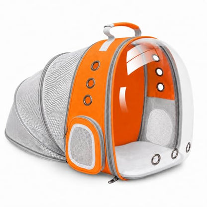 Expandable Cat Carrier Backpack with Bubble Window, Orange - color: Orange