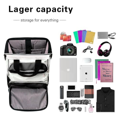 Hap Tim Laptop Backpack, Travel Carry on Backpack for Women, Nurse Teacher Work Backpack(7651-BH) - color: Khaki Black