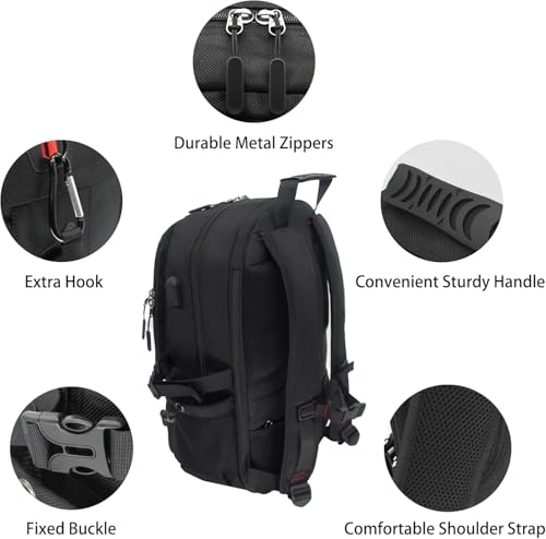 DUSLANG Travel laptop backpack, Extra Large 65L Traveling College Backpack,Large Capacity Backpack for Men Women,Fits 17 Inch Computer, USB Charging Port, Black - color: 65l Black With Shoes Storage Bag