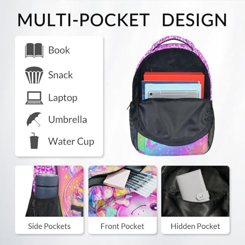 Girls Backpack Kids Axolotl Bookbag for Toddler - Cute Animal School Bag for Elementary Preschool Kindergarten (17 Inch) - color: Deep Pink