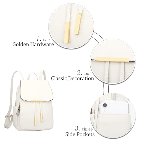 KKXIU Trendy Leather Backpack Purse for Women and Ladies Shoulder Travel Daypacks Bags (A-White) - color: A-white, style: Backpack