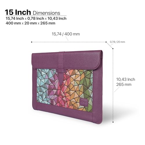 LONDO Leather Sleeve Compatible with MacBook Pro 16 & MacBook Pro 15 Inch (M5, M4, M3, M2, M1, Pro, Max), Premium Top Grain Leather Laptop Bag, 2020 to 2026 Models - color: Purple, size: 15-16 inches