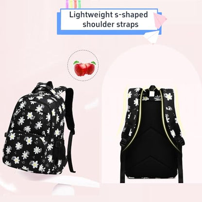 3Pcs Flower Daisy Backpack for Girls with Lunch Box Kids School Bag - color: 01 Purple 1