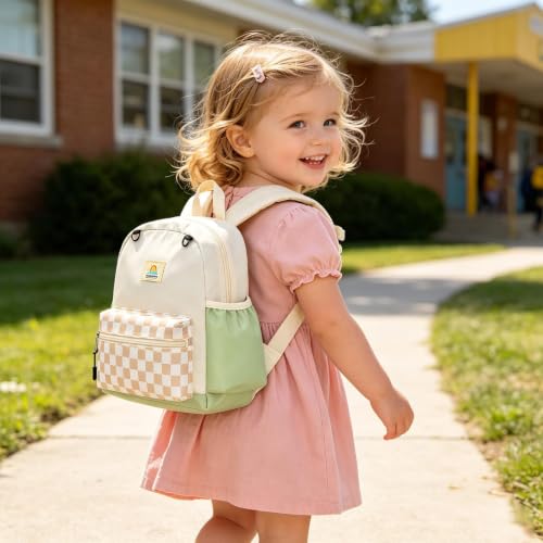 STEAMEDBUN Toddler Backpack Boys Girls 2-4, Preschool Daycare Backpack -12inch - color: White&brown Checkerboard, size: Mini-12"H(not fit folder)