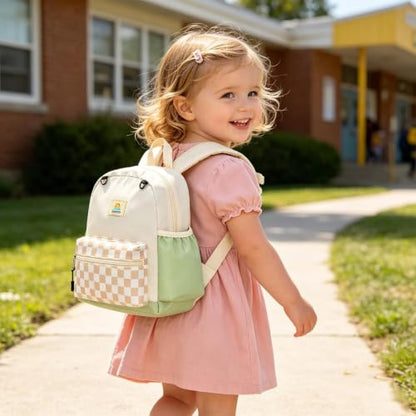 STEAMEDBUN Toddler Backpack Boys Girls 2-4, Preschool Daycare Backpack -12inch - color: White&brown Checkerboard, size: Mini-12"H(not fit folder)