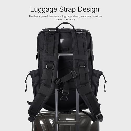 LHI Military Tactical Backpack for Men and Women 45L Army 3 Days Assault Pack Bag Large Rucksack with Shoe Compartment - color: 1.2 Shoe Compartment(black)