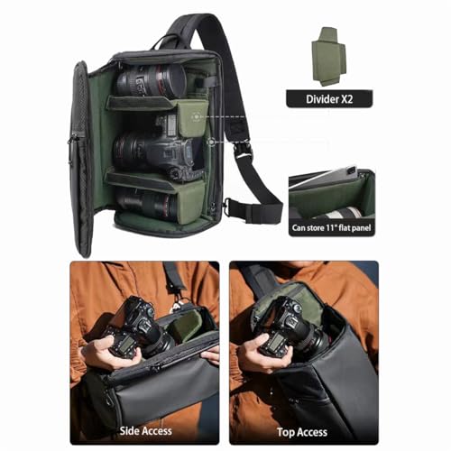DSLR Camera Bag Waterproof Camera Sling Backpack with Rain Cover, Camera Backpacks for Photographers Hiking (Green) - color: Green