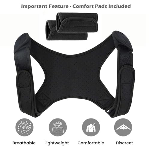 Adjustable Posture Corrector Brace for Men Universal Fit Upper Back, Shoulder & Clavicle Support, Helps Improve Posture & Relieve Neck, Shoulder & Back Pain (Patented Design)