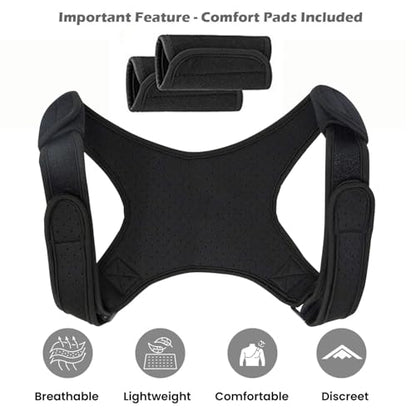 Adjustable Posture Corrector Brace for Men Universal Fit Upper Back, Shoulder & Clavicle Support, Helps Improve Posture & Relieve Neck, Shoulder & Back Pain (Patented Design)