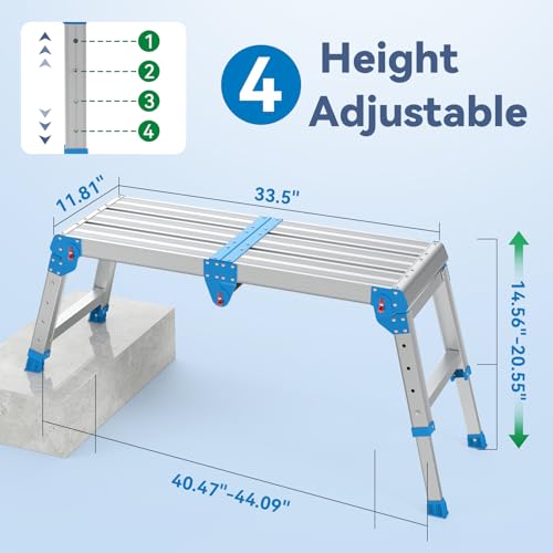 Loyoda Work Platform 500 Lbs, Folding Step Stool with One-Touch Automatic Fold, 4 Height Adjustment Step Platform, Perfect for RV Cleaning, Home Painting and Reaching High Places, Larger, Blue - size: Larger Blue