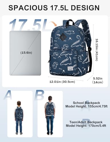 VASCHY Backpack for School, Lightweight Water Resistant Bookbag Casual Daypack for Man/Boys Dinosaurs - color: Z-dinosaur
