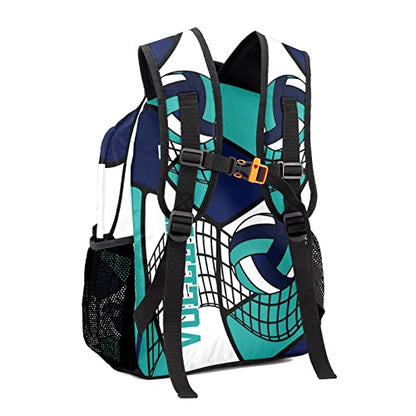 Volleyball Blue White Backpack Shoulder Shopping Bag Travel Casual Bags with Name Text - color: Backpack 5