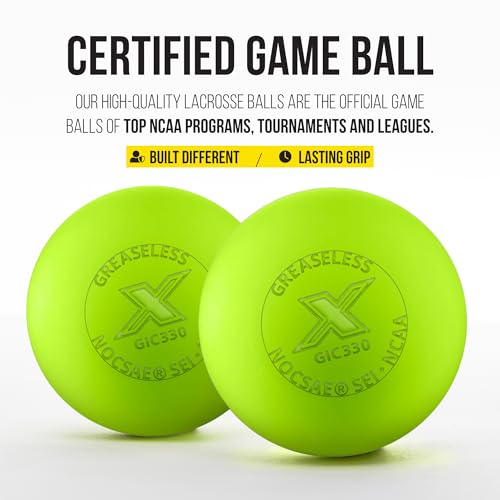 PEARL X Greaseless Lacrosse Balls by Guardian Innovations - Official Ball of NCAA Championships - Meets NOCSAE Standards and SEI/NCAA Certified - color: Optic Yellow, size: 100 Pack