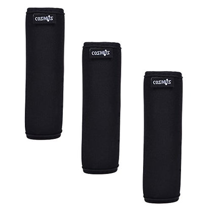 Cosmos Pack of 3 Black Color Extra Thick 5MM SBR Neoprene Luggage Handle Wrap Handle Grip Luggage Identifier for Travel Bag Luggage Suitcase - color: Black Color-5mm thick
