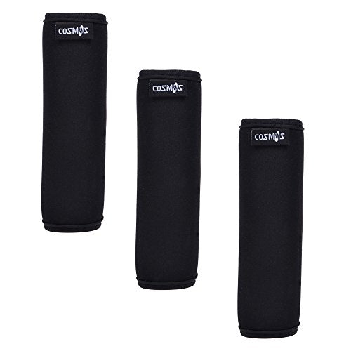 Cosmos Pack of 3 Black Color Extra Thick 5MM SBR Neoprene Luggage Handle Wrap Handle Grip Luggage Identifier for Travel Bag Luggage Suitcase - color: Black Color-5mm thick