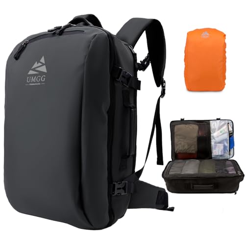 Large Travel Backpack for Men 40L, Water-resistant Carry On Backpack with Rain Cover, TSA Flight Approved 17inch Travel Laptop Backpack Business Rucksack Luggage Suitcase Daypack Weekender Bag, Black - color: Glossy Black, size: Non-vacuum