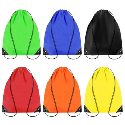 6PCS Drawstring Backpack - Drawstring Gym Bag Waterproof Bags Bulk String Backpack Sports Cinch Bags String For Gym, Sports, Storage, Travel, Camp, Sturdy and Durable