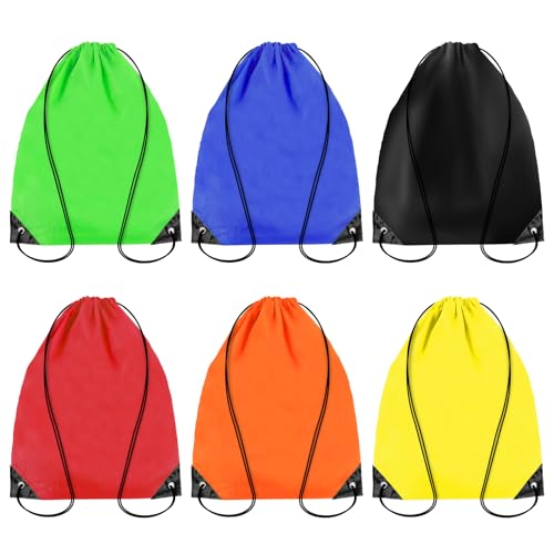 6PCS Drawstring Backpack - Drawstring Gym Bag Waterproof Bags Bulk String Backpack Sports Cinch Bags String For Gym, Sports, Storage, Travel, Camp, Sturdy and Durable