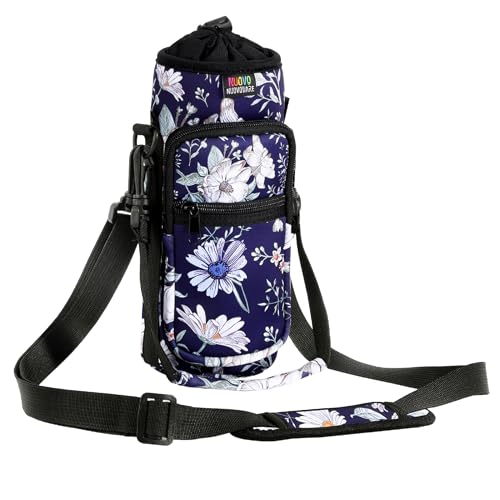 Nuovoware Water Bottle Carrier Bag, Premium Neoprene Portable Insulated Water bottle Sling Holder Bag 500ml/750ml/1000ml with Adjustable Shoulder Strap for Men Women Hiking, Sling Bottle Case - color: Blue Cosmos, size: 25-32 Ounces - Standard