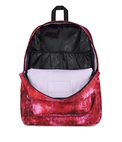 JanSport SuperBreak Plus Backpack with Padded 15-inch Laptop Sleeve and Integrated Bottle Pocket - Spacious and Durable Daypack for Work and Travel, Afflicted Dyed Red/White/Black - color: Afflicted Dyed Red/White/Black