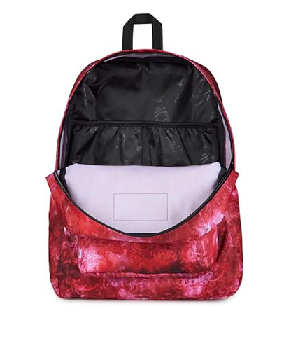 JanSport SuperBreak Plus Backpack with Padded 15-inch Laptop Sleeve and Integrated Bottle Pocket - Spacious and Durable Daypack for Work and Travel, Afflicted Dyed Red/White/Black - color: Afflicted Dyed Red/White/Black