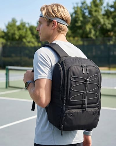 Pickleball Bag Large Sports Pickleball Backpack Fits 4+ Paddles with Wet Shoe Compartment and Fence Hook for Men Women - color: Blue