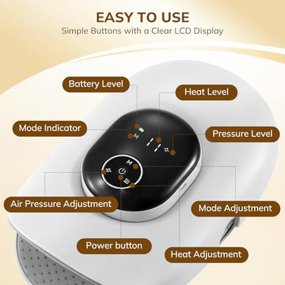 VARIPOWDER Hand Massager with Heat and Compression, Heated Stretching Hand Massager for Arthritis and Carpal Tunnel, Hand Wrist Massager Deep Palm Kneading Gift 4 Modes 5 Intensity