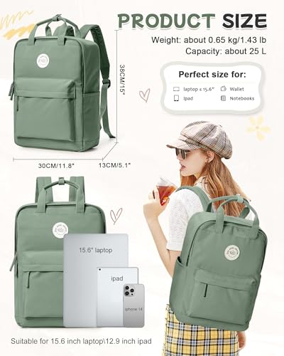 BJLFS Large Light Green School Backpack for Women Teen Girls, Bookbag College Student Backpack for School Men Boys, Mochilas Escolares Casual Daypack Lightweight Book Bag - color: Large Light Green