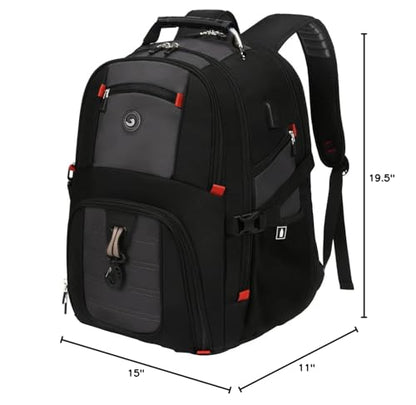 SHRRADOO Extra Large 50L Travel Laptop Backpack with combination lock, College Backpack Airline Approved Business Work Bag Fit 17 Inch Laptops for Men Women,Grey - color: Grey