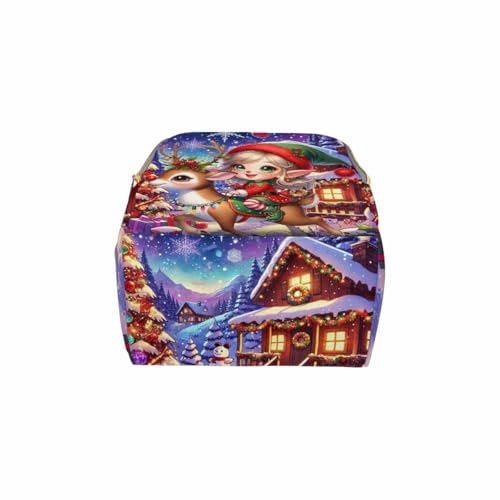 Custom Diaper Bag with Name, Personalized School Bag Christmas Elk Print, Monogram Nappy Backpack with Thermal Pockets for Adults Kids, Large Capacity Waterproof Diaper Bag Xmas Gift - color: A-color-1