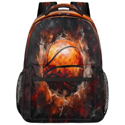 Large Backpack with 15.6 Inch Laptop Compartment, Ball Basketball Painting Adult Backpack for Work, Travel & School College Boys Girls - color: Ball Basketball Painting